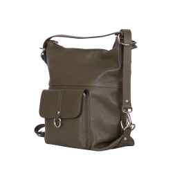 Geanta tip rucsac din piele Monty kaki - Img 1