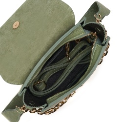 Poseta dama din piele naturala Donna verde fistic - Img 3