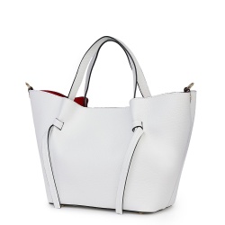 Geanta shopper din piele naturala Veronica alba - Img 1