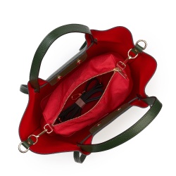 Geanta shopper din piele naturala Veronica verde inchis - Img 3