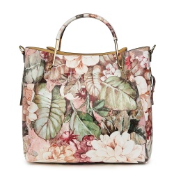 Geanta dama din piele naturala Fabiana cu model floral FF1 - Img 2
