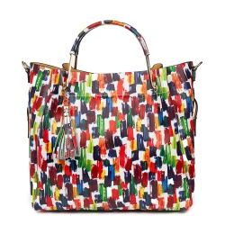Geanta dama din piele naturala Fabiana cu model multicolor - Img 2
