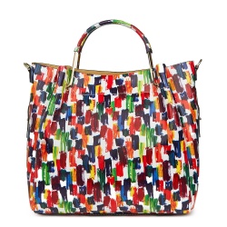 Geanta dama din piele naturala Fabiana cu model multicolor - Img 4