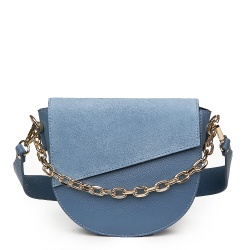 Poseta dama din piele naturala Donna bleu - Img 4