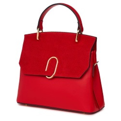 Poseta din piele naturala Ruby rosie - Img 1