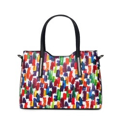 Geanta dama din piele Mariella cu model multicolor - Img 2