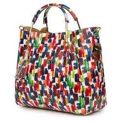 Geanta dama din piele naturala Fabiana cu model multicolor - Img 1