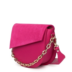 Poseta dama din piele naturala Donna fucsia - Img 1