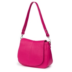 Geanta din piele naturala Roberta fucsia - Img 1