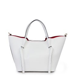 Geanta shopper din piele naturala Veronica alba - Img 2