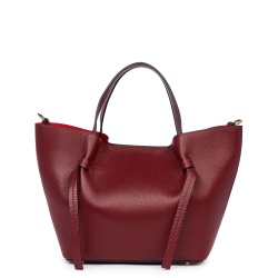 Geanta shopper din piele naturala Veronica grena - Img 2