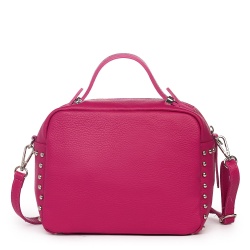 Poseta dama din piele naturala Cora fucsia - Img 2