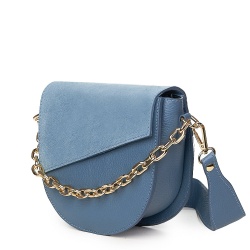 Poseta dama din piele naturala Donna bleu - Img 1