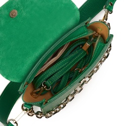 Poseta dama din piele naturala Donna verde - Img 3