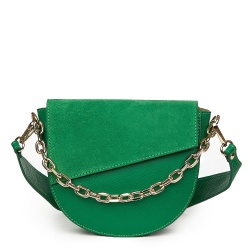 Poseta dama din piele naturala Donna verde - Img 4