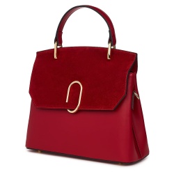 Poseta din piele naturala Ruby rosu inchis - Img 1