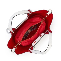 Geanta shopper din piele naturala Veronica alba - Img 3