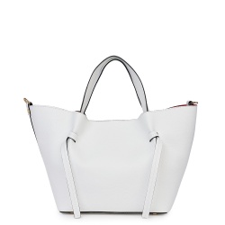 Geanta shopper din piele naturala Veronica alba - Img 4