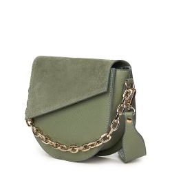 Poseta dama din piele naturala Donna verde fistic - Img 1