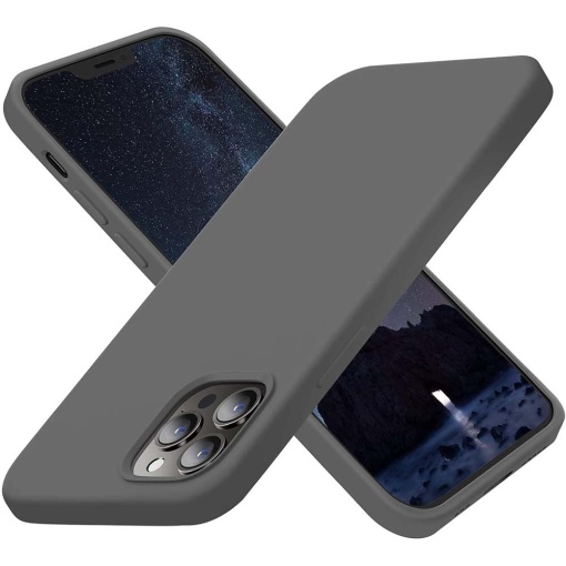 BestCase® Husa Premium Silicon, Compatibila Cu Apple iPhone 12 Pro, 1.2MM Slim, Microfibra in interior, Antisoc, Rezistent la socuri, Protectie Camera, Gri inchis