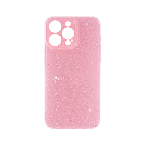 Husa BestCase® Crystal Glitter 2MM, Compatibila Cu Apple iPhone 15 Pro Max, Anti-soc, Microfibra in interior, Rezistenta la uzura, Protectie Camera, Glitter Pink