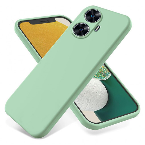 Husa BestCase® Premium Silicon, Compatibila Cu Realme C55, 1.2MM Slim, Microfibra in interior, Antisoc, Rezistent la socuri, Protectie Camera, Margini ridicate pentru protectia ecranului, Verde avocado