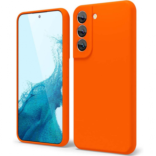 Husa BestCase® Premium Silicon, Compatibila Cu Samsung Galaxy S22, 1.2MM Slim, Microfibra in interior, Antisoc, Rezistent la socuri, Protectie Camera, Margini ridicate pentru protectia ecranului, Peach
