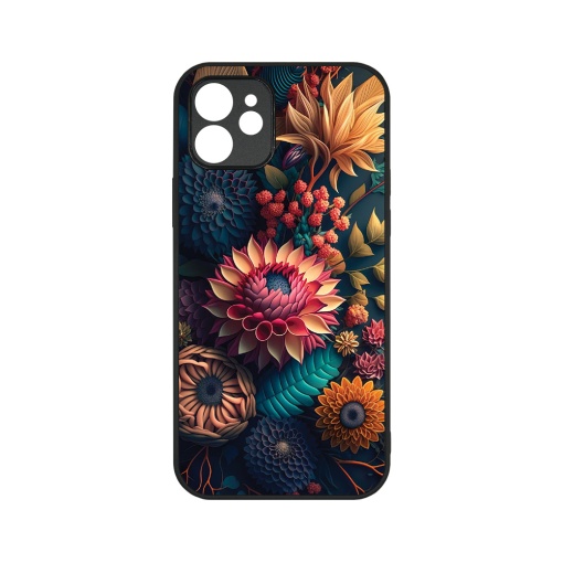 Husa BestCase® Slim Glassy, Compatibila Cu Apple iPhone 12, Colorful Flowers, G 1241