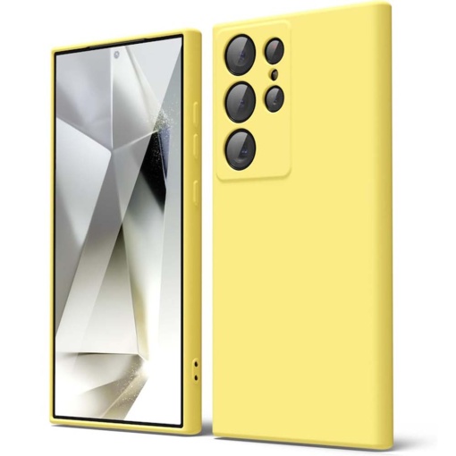 BestCase® Husa Premium Silicon, Compatibila Cu Samsung Galaxy S24 Ultra, 1.2MM Slim, Microfibra in interior, Antisoc, Rezistent la socuri, Protectie Camera, Yellow