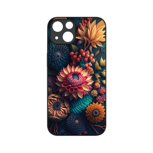 Husa BestCase® Slim Glassy, Compatibila Cu Apple iPhone 13, Colorful Flowers, G 1241
