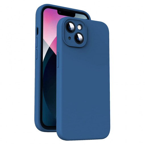 Husa BestCase® Premium Silicon, Compatibila Cu Apple iPhone 15 Plus, 1.2MM Slim, Microfibra in interior, Antisoc, Rezistent la socuri, Protectie Camera, Margini ridicate pentru protectia ecranului, Albastru inchis