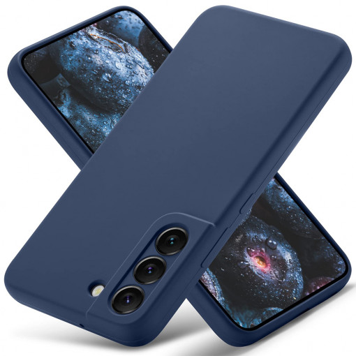 Husa BestCase® Premium Silicon, Compatibila Cu Samsung Galaxy S22, 1.2MM Slim, Microfibra in interior, Antisoc, Rezistent la socuri, Protectie Camera, Margini ridicate pentru protectia ecranului, Albastru inchis