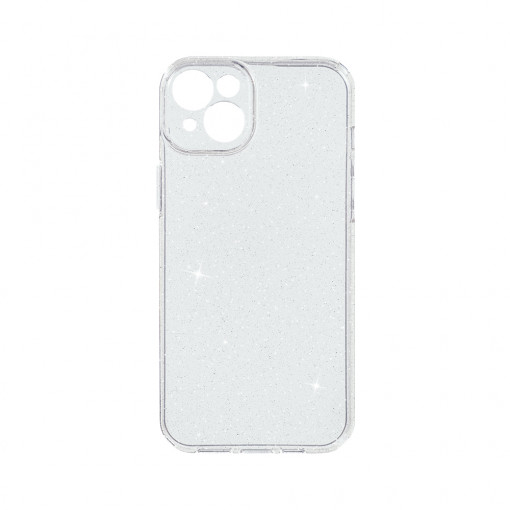 Husa BestCase® Crystal Glitter 2MM, Compatibila Cu Apple iPhone 15 Plus, Anti-soc, Rezistenta la uzura, Protectie Camera, Glitter Silver