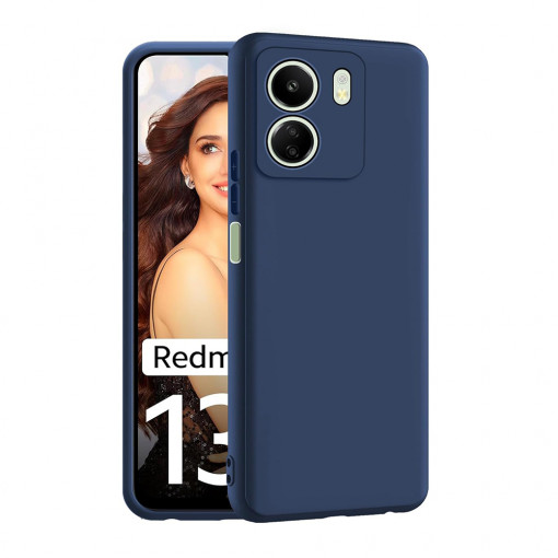 Husa BestCase® Premium Silicon, Compatibila Cu Xiaomi Redmi 13C, 1.2MM Slim, Microfibra in interior, Antisoc, Rezistent la socuri, Protectie Camera, Margini ridicate pentru protectia ecranului, Albastru inchis