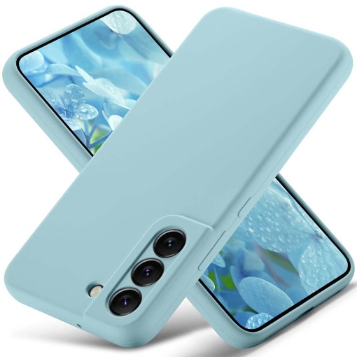 BestCase® Husa Premium Silicon, Compatibila Cu Samsung Galaxy S22, 1.2MM Slim, Microfibra in interior, Antisoc, Rezistent la socuri, Protectie Camera, Albastru deschis