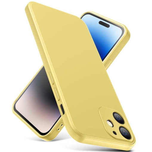 BestCase® Husa Premium Silicon, Compatibila Cu Apple iPhone 11, 1.2MM Slim, Microfibra in interior, Antisoc, Rezistent la socuri, Protectie Camera, Yellow