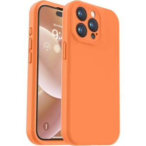 BestCase® Husa Premium Silicon, Compatibila Cu Apple iPhone 15 Pro Max, 1.2MM Slim, Microfibra in interior, Antisoc, Rezistent la socuri, Protectie Camera, Portocaliu - Img 1