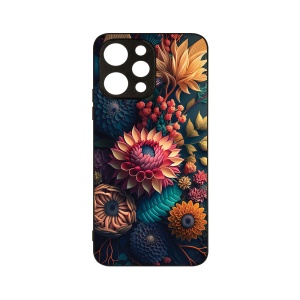 Husa BestCase® Slim Glassy, Compatibila Cu Xiaomi Redmi 12, Colorful Flowers, G 1241 - Img 1