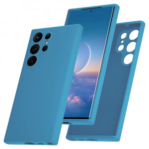 Husa BestCase® Premium Silicon, Compatibila Cu Samsung Galaxy S23 Ultra, 1.2MM Slim, Microfibra in interior, Antisoc, Rezistent la socuri, Protectie Camera, Margini ridicate pentru protectia ecranului, Albastru deschis - Img 1