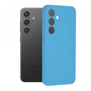 Husa BestCase® Premium Silicon, Compatibila Cu Samsung Galaxy S24 Plus, 1.2MM Slim, Microfibra in interior, Antisoc, Rezistent la socuri, Protectie Camera, Margini ridicate pentru protectia ecranului, Albastru deschis - Img 1