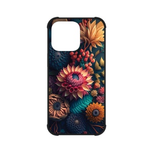 Husa BestCase® Anti Shock Glassy, Compatibila Cu Apple iPhone 13 Pro, Colorful Flowers, G 1241 - Img 1
