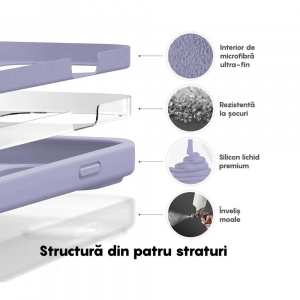 Husa BestCase® Premium Silicon, Compatibila Cu Apple iPhone 14, 1.2MM Slim, Microfibra in interior, Antisoc, Rezistent la socuri, Protectie Camera, Margini ridicate pentru protectia ecranului, Liliac - Img 2