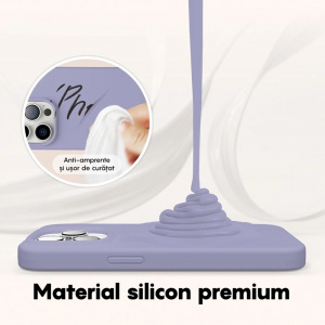 Husa BestCase® Premium Silicon, Compatibila Cu Apple iPhone 14, 1.2MM Slim, Microfibra in interior, Antisoc, Rezistent la socuri, Protectie Camera, Margini ridicate pentru protectia ecranului, Liliac - Img 3