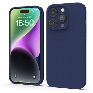 Husa BestCase® Premium Silicon, Compatibila Cu Apple iPhone 14 Pro, 1.2MM Slim, Microfibra in interior, Antisoc, Rezistent la socuri, Protectie Camera, Margini ridicate pentru protectia ecranului, Albastru inchis - Img 1