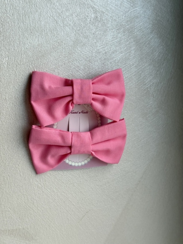 Set 2 clame fetițe – fundițe roz din bumbac, Blush