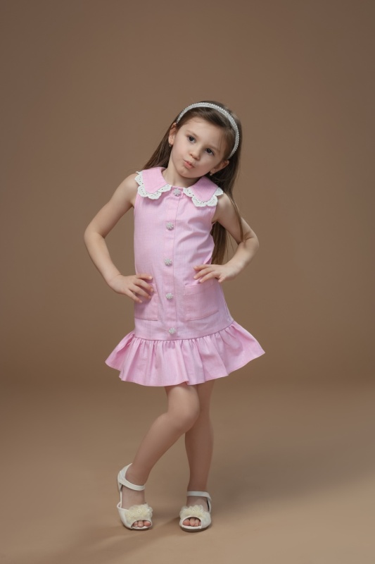 Rochie fete roz de blug cu perluțe Sugar