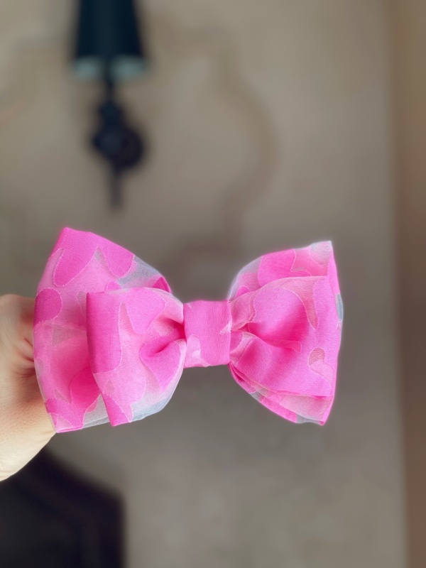 Clame păr fetițe Barbie – fundiță fuchsia tulle handmade