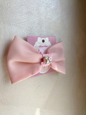 Clame păr fetițe roz organza Pinky – fundiță delicată - Img 4