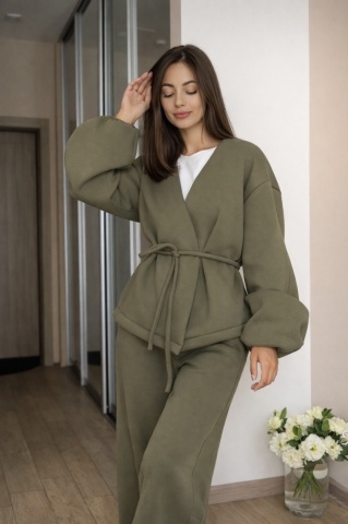 Compleu damă trening oversize cu pantaloni evazați cozy, Lara - Img 5