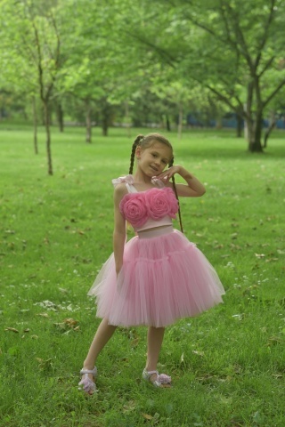 Fustă tutu fete din tulle roz bombon voluminoasă – Bella - Img 7